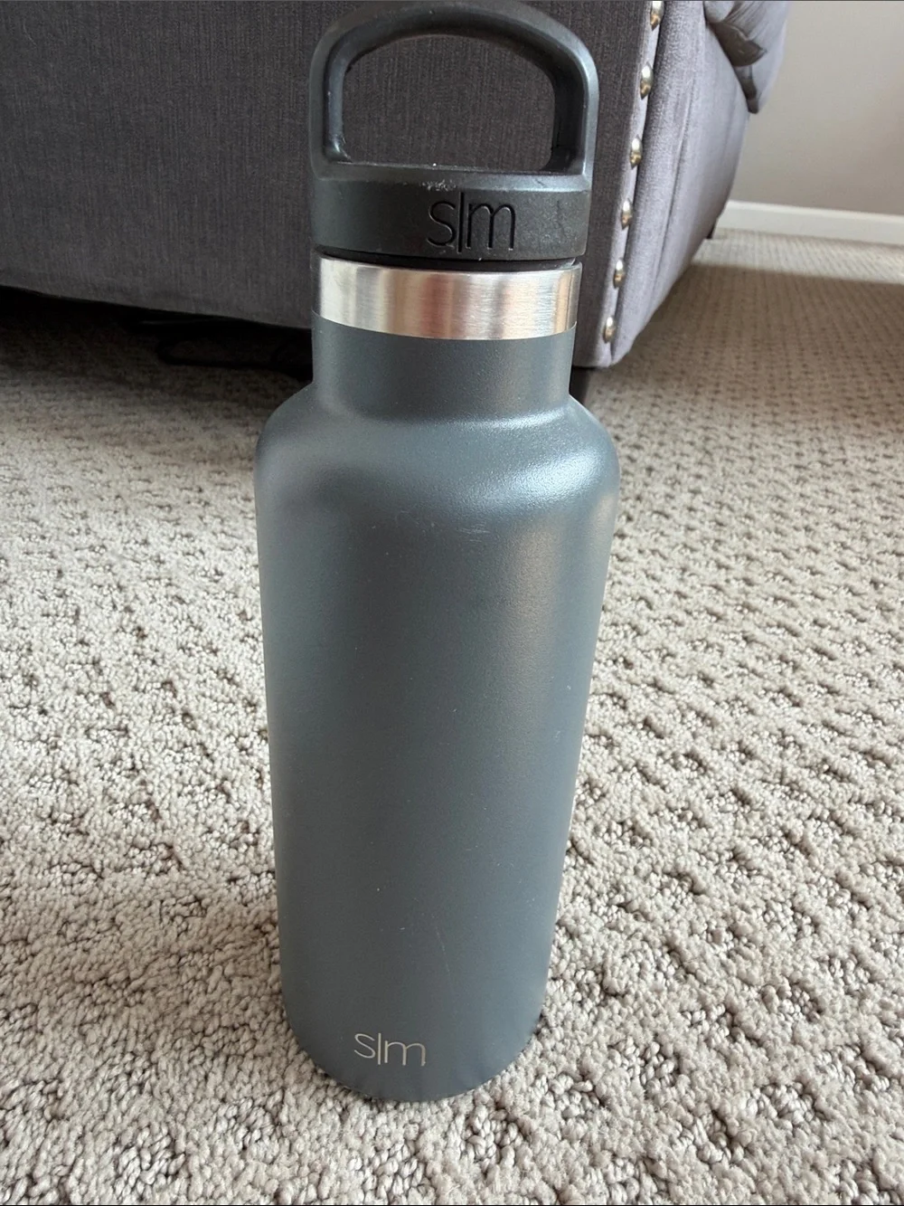 simple modern Matte Gray Stainless Water Bottle - s|m logo